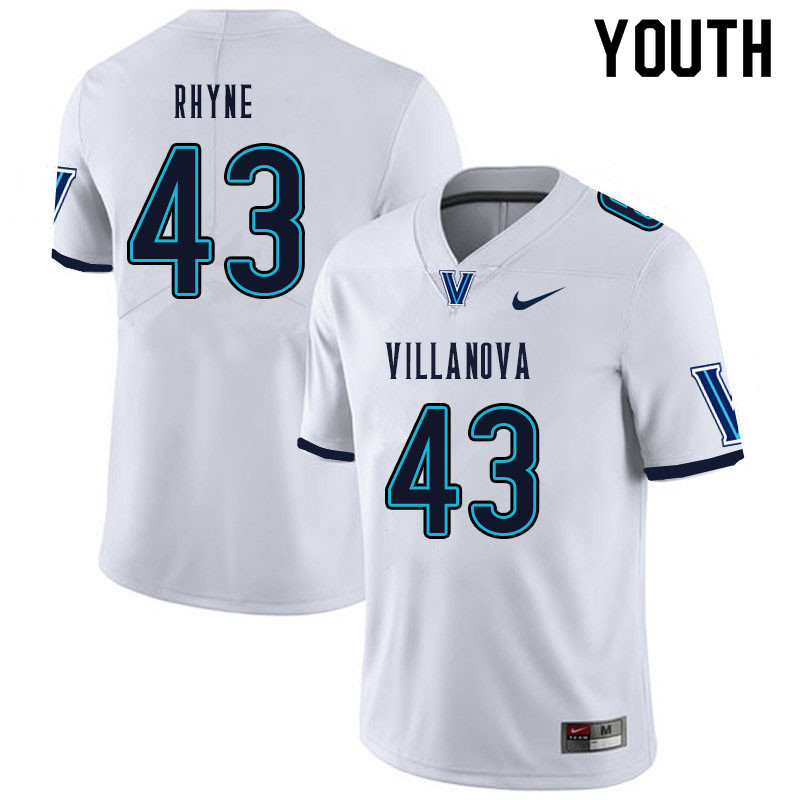 Youth #43 Forrest Rhyne Villanova Wildcats College Football Jerseys Sale-White - Click Image to Close